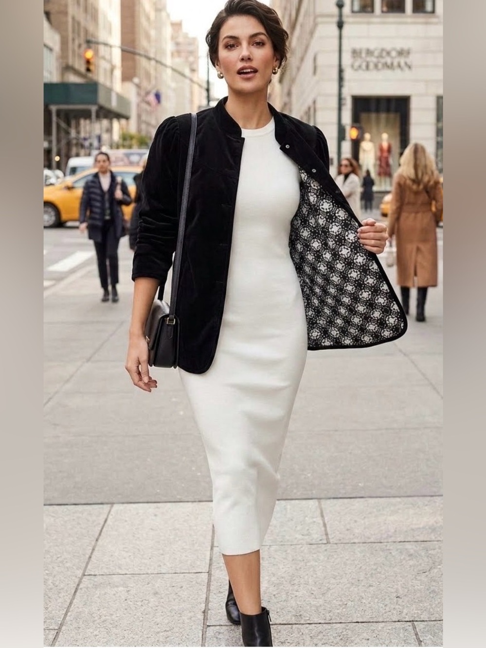 XiRENA Jaymie Reversible Blazer Black Velvet to White Geometric XL MSRP $398